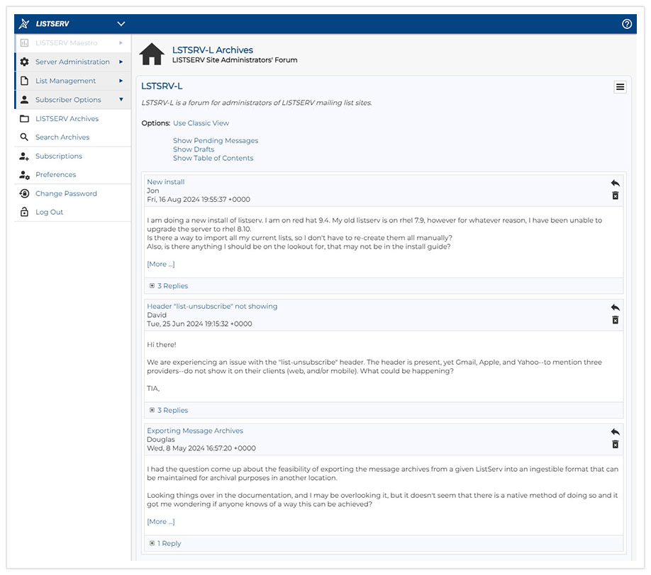 LISTSERV Archives Forum View