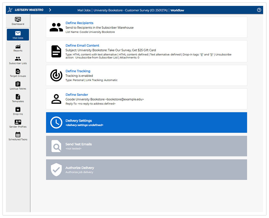 LISTSERV Maestro Job Workflow