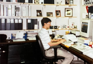 Steve Roder in his office in 1996