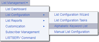 List Configuration Options